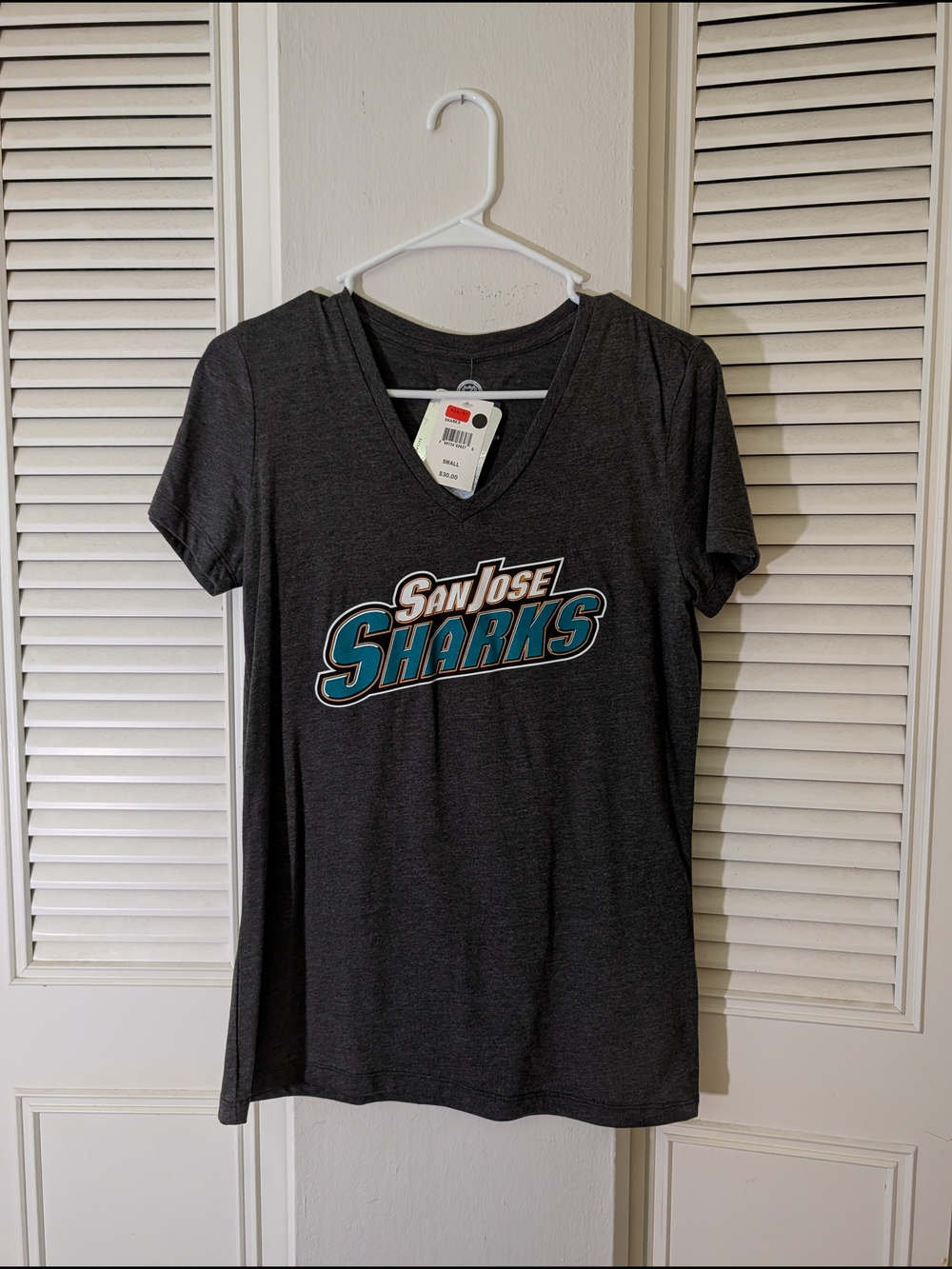 San Jose Sharks Gray V-Neck Tee